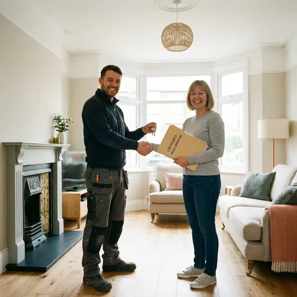 Homeowners receiving keys back on handover day after occupied rewire in Newtownards